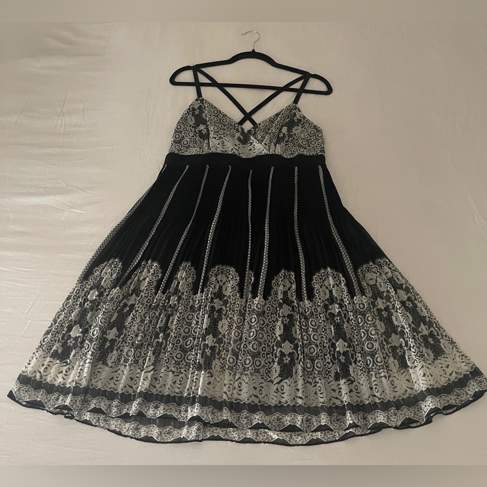 INC International Concepts Pleated Lace-Print Midi Dress - Size 12